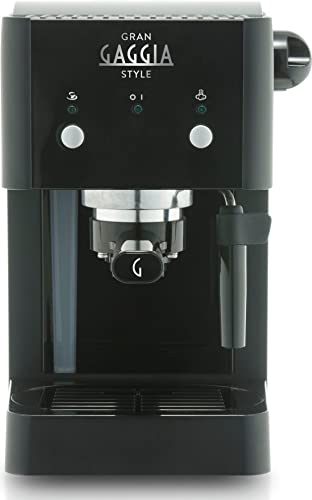 Gaggia GranGaggia Style Black Macchina Manuale per il Caffè Espresso, per Macinato e Cialde, 15 bar, Colore Nero, RI8423 11, 950W, Black