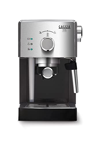 Gaggia RI8435 11 Viva Deluxe - Macchina da Caffè Espresso Manuale, per Macinato e Cialde, 1025W, 1L, Nero  Argento