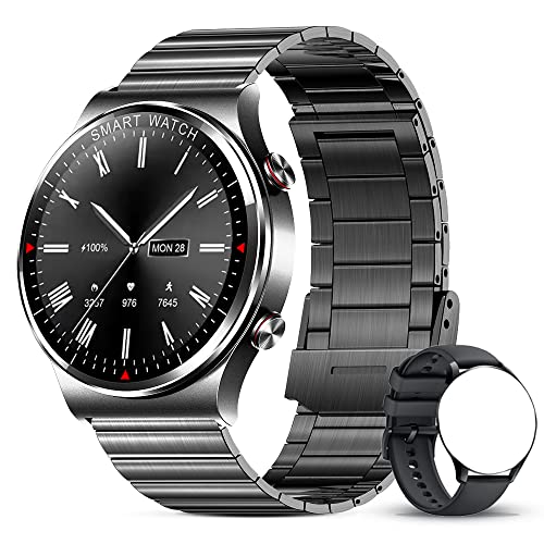 GaWear Smartwatch Uomo,Orologio Fitness Smartwatch con Saturimetro (SpO2), Misuratore Pressione,Cardiofrequenzimetro Impermeabile IP67 Orologio Sportivo con Notifiche Messaggi per Android iOS(Nero)