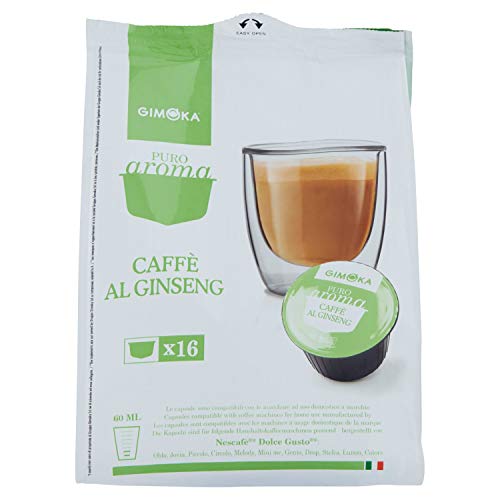 Gimoka - 16 Capsule Compatibili con Macchinetta Caffè Nescafé* Dolce Gusto* - Caffè al Ginseng – Made in Italy