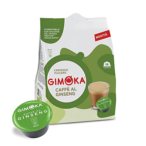 Gimoka - 64 Capsule Compatibili con Macchinetta Caffè Nescafé* Dolce Gusto* - Caffè al Ginseng – 4 Confezioni da 16 Capsule - Made in Italy