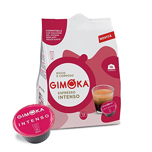 Gimoka - 64 Capsule Compatibili con Macchinetta Caffè Nescafé* Dolce Gusto* - Gusto Intenso – Intensità 12 - 4 Confezioni da 16 Capsule - Made in Italy