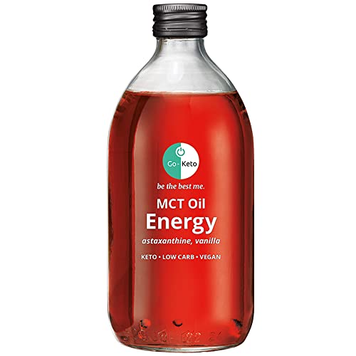 Go-Keto MCT Oil Energy, 500ml | Olio MCT C8 C10 con astaxantina, 100% olio di cocco, no olio di palma | perfetto la dieta cheto | per caffè o frullato cheto | Paleo, vegano, no sugar