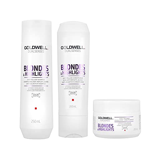 Goldwell - Set di shampoo Blondes & Highlights da 250 ml + conditioner da 200 ml + maschera da 200ml