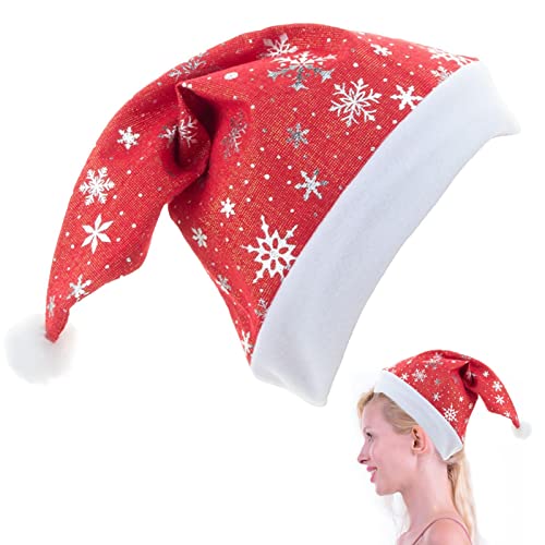 Gruwkue Cappello di Natale unisex | Cappello di Babbo Natale glitterato in velluto, cappelli di Natale per feste di Natale ed eventi festivi