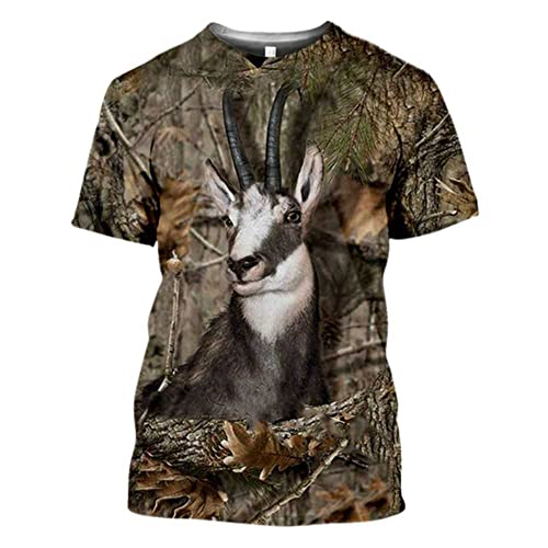 HANTONGHAO T-shirt mimetica casual da uomo e da donna T-shirt da caccia con coniglio animale
