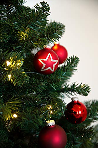 Heitmann Deco Krebs & Sohn Set di 12 Palline di Natale in Vetro - Albero di Natale Deco Appeso - Palle di Natale 8 cm - Rosso Stelle