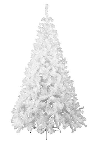HENGMEI 180cm Albero di Natale Artificiale PVC Bianca Decorazione di Natale incl. Supporto in Metallo