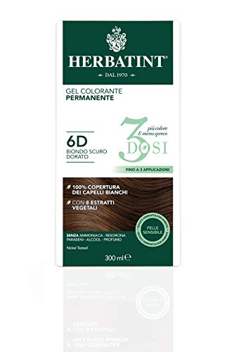 Herbatint Gel Colorante Permanente 3Dosi - 6D Biondo Scuro Dorato 3...