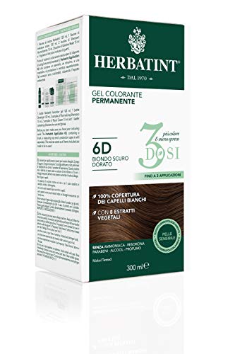 Herbatint Gel Colorante Permanente 3Dosi - 6D Biondo Scuro Dorato 3...