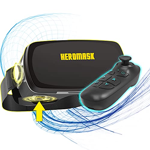 Heromask PRO - Occhiali per Realtà Virtuale - Gaming Headset + Guida di Gioco Gratuita. Pulsante di Gioco 3D e Finiture in Tessuto. Compatibile con iPhone, Samsung s9, s10. Visore VR Smartphone.