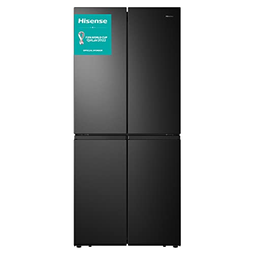 Hisense RQ563N4SF2 Cross Door - Frigorifero con freezer, NoFrostPlus, compressore Inverter, HolidayMode, SuperCool, 181 cm, frigorifero 294 l, congelatore 160 l, 40 dB, 279 kWh anno, colore: nero