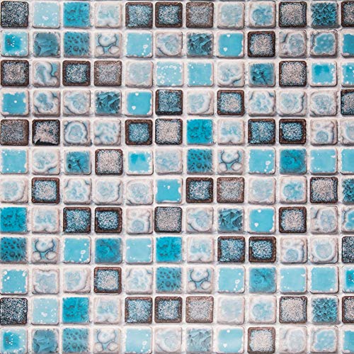 Hode Carta Adesivi per Piastrelle per Bagno e Cucina Impermeabile Autoadesivo Decorazione Adesivi per Piastrelle per Muro di Piastrelle Blu Mosaico 40X200cm