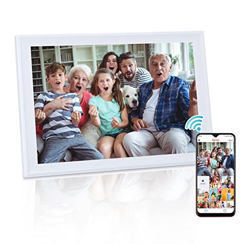 HOLULO Cornice digitale per foto da 11 pollici, touch screen FHD 1920 x 1280, cornice elettronica WLAN, 32 GB di memoria supporta USB e scheda SD, regalo per genitori, amici e familiari,bianco