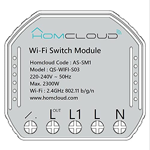 Homcloud SM1 Modulo Smart Interruttore Wi-Fi intelligente da incasso per scatola elettrica 503, controllo remoto da APP, Alexa o Google