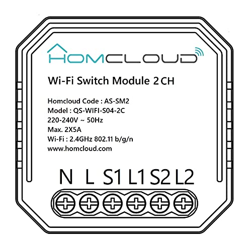 Homcloud SM2 Modulo Smart Interruttore Intelligente Wi-Fi 2 canali da incasso, controllo da APP, Alexa o Google