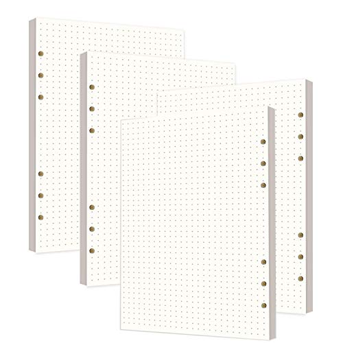 Hossom Confezioni di Ricarica di Carta con 6 Fori Formato A5 (21 x 14 cm), Agenda ad Anelli Refill Paper per Filofax, Bullet Dots White Paper (180 fogli 360 pagine)