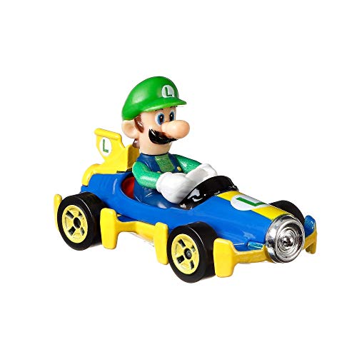 Hot Wheels- Mario Kart Personaggio Luigi Veicolo in Metallo in Scal...