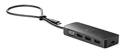 HP - PC USB-C Travel Hub G2 Docking Station, porte VGA, HDMI, USB, Peso 70 Grammi, Alimentazione scalabile con adattatori da 45 W, 65 W, 90 W, Nero