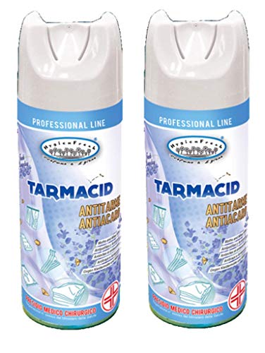 Hygienfresh Tarmacid 2 Profumo Deodorante Spray Antitarme Antiacaro Professionale per Tessuti Ambienti Guardaroba Cassetti Lavanderia Insetticida Presidio Medico Chirurgico