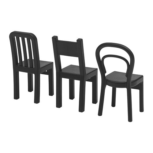 Ikea - Fjantig, ganci a forma di sedia, neri, 12 x 6 cm, 3 pezzi