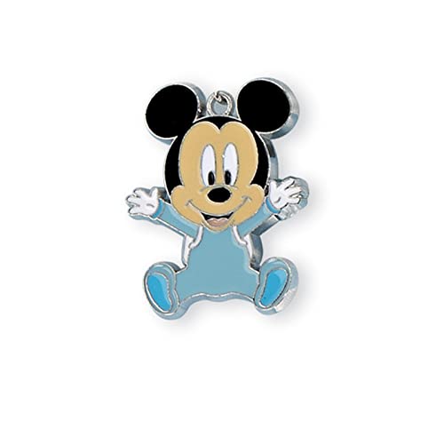 Ingrosso e Risparmio Ciondolo Charm Originale Disney Mickey Mouse Baby con Tutina Azzurra bomboniere Nascita Maschietto