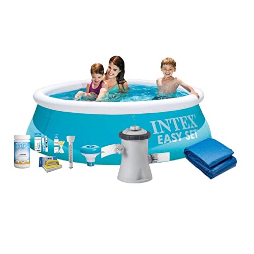 Intex Piscina Easy Set - 183 cm - Con WAYS Pack di manutenzione piscina, pompa filtro in tela cerata