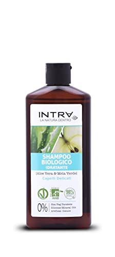 INTRÀ Aloe Vera & Shampoo Capelli Biologico Idratante - 250 Ml, Ne...
