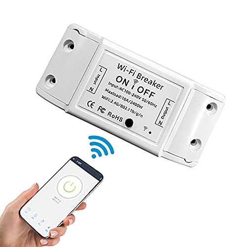 Iriisy Smart Switch Wifi 10A Interruttore Intelligente Relè Wireless Funziona con Alexa, Google Home, IFTTT Smartphone Android IOS, Telecomando e Controllo Vocale, Funzione Timer