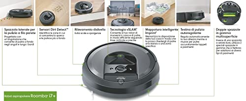 iRobot Roomba i7+ (i7556) I755640 Robot aspirapolvere WiFi, svuotam...
