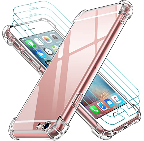 iVoler Cover per iPhone 6s Plus   6 Plus, Antiurto Custodia con Paraurti in TPU Morbido e 3 Pezzi Pellicola Vetro Temperato, Ultra Sottile Trasparente Silicone Protettiva Case