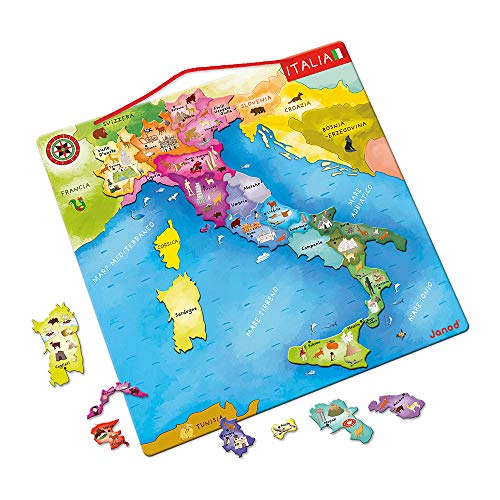 Janod - Cartina Dell’Italia Magnetica - Puzzle Bambino in Legno -...