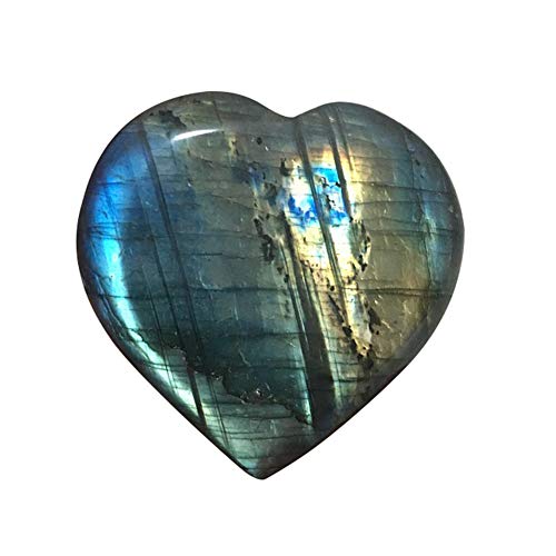 JAWSEU Crystal Labradorite Palm Stone, Pietra di Labradorite Curativa, Pietra di Luna, Pietra Preziosa a Forma di Cuore, per Creare Gioielli