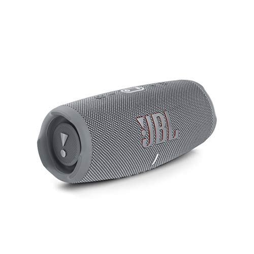 JBL Charge 5 Speaker Bluetooth Portatile, Cassa Altoparlante Wireless Resistente ad Acqua e Polvere IPX67, Powerbank integrato, USB, PartyBoost, Bass Radiator, Fino a 20h di Autonomia, Grigio