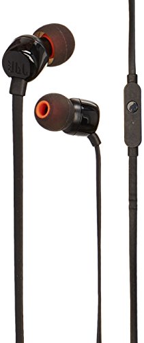 JBL Premium In-Ear cuffie con microfono, cavo piatto con telecomando universale Modello T110 Model T110 Nero