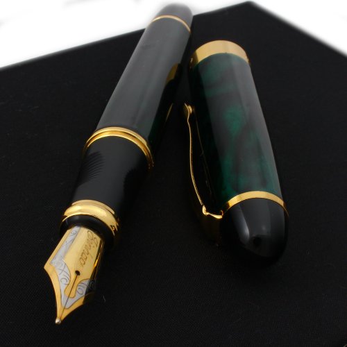 Jinhao F202 - Penna stilografica dorata, 18 K, colore: verde, nero
