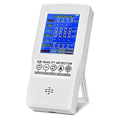 Kacsoo Monitor di qualità dell aria CO2 Formaldeide (HCHO) TVOC PM2,5 PM10 LCD Display Chiaro con dati in tempo reale e registrazione del valore medio per laboratori familiari Scuole ecc