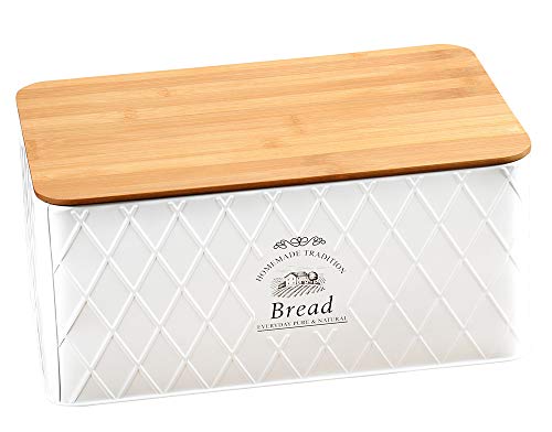 KESPER 18045 - Cestino per il pane in metallo, Bianco, 32 x 15 x 2...