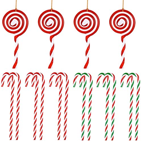 Kiiwah 16 Pezzi Albero di Natale Bastoncini di Zucchero Candy Cane Caramelle Decorazioni Natalizie in plastica Ornamenti Natalizi da Appendere Abbellimenti