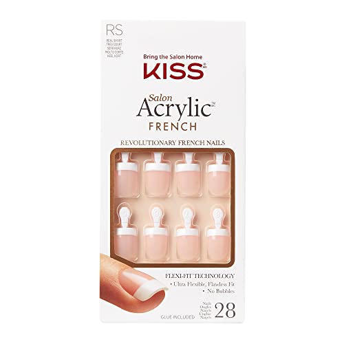 Kiss Acrylic French Dry Spell, Kit Unghie Artificiali 28 Unghie + Colla - 32 gr