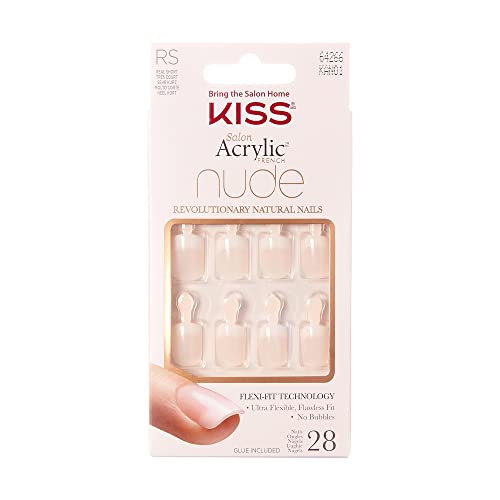 Kiss Acrylic Nude French Breaktaking, Kit Unghie Artificiali 28 Unghie + Colla - 32 gr