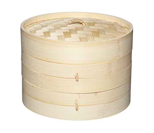 Kitchen Craft, Pure Oriental, Contenitore per cottura a vapore orientale in bambù, 2 livelli e coperchio