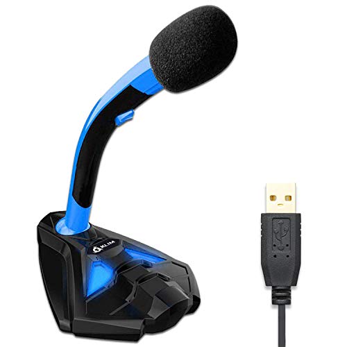 KLIM Voice Microfono Desktop USB con Stand per Computer Laptop PC – Microfono Gaming Videogiochi PS4 - Blu [ Nuova Versione 2022 ]