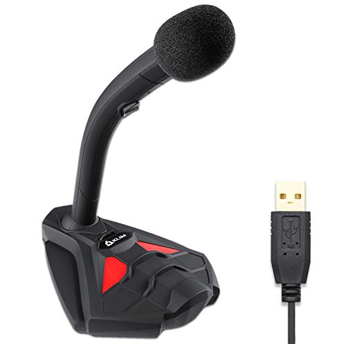 KLIM Voice V2 + Microfono USB da Scrivania + Novità 2022 + Suono di Alta qualità + Registrazione e Riconoscimento Vocale, Live, Youtube, Podcast + Microfono PC Compatibile Windows Mac PS4 + Rosso
