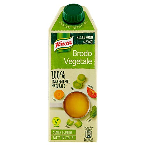 Knorr Brodo Liquido Vegetale 100% Ingredienti Naturali, 750 ml - Pacco da 6 x 125 ml - Totale: 750 ml