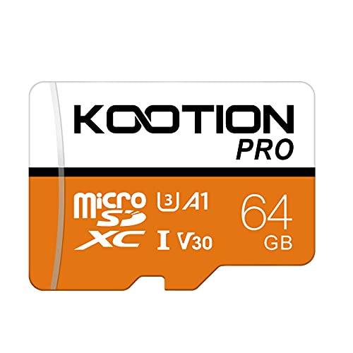 KOOTION Micro SD 64GB Scheda MicroSDXC Scheda Memoria 64G U3 Memory Card 64 Giga UHS-I A1 4K Memory Card Alta Velocità di Lettura Fino a 100 MB s, Micro SD Card per Telefono,Videocamera,Gopro,Tablet