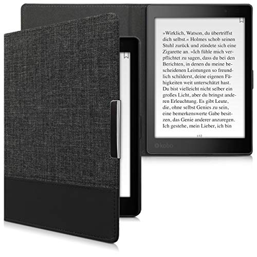 kwmobile Cover Compatibile con Kobo Aura One - Custodia a Libro in Tela e Pelle PU - Flip Case per eReader
