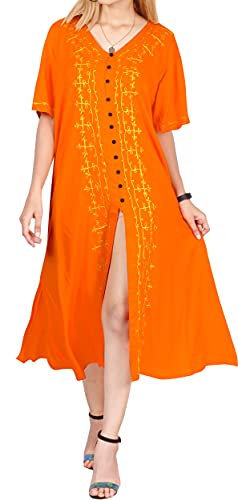 LA LEELA Beachwear Casuale Tie Dye Costumi da Bagno Bikini Donne slaccia Il Vestito Coprire Caftano Arancione