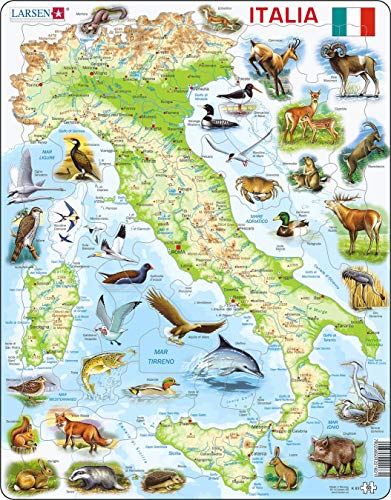 Larsen K83 Italia, mappa fisica, edizione Italiano, Puzzle Incorniciato con 65 pezzi
