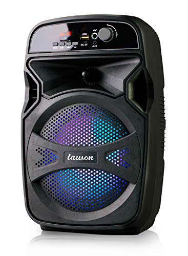Lauson Cassa Acustica Karaoke Altoparlante Bluetooth Portatile con Luci Multicolore facile trasporto e colore nero, ingresso USB, microfono e chitarra (LLX34)